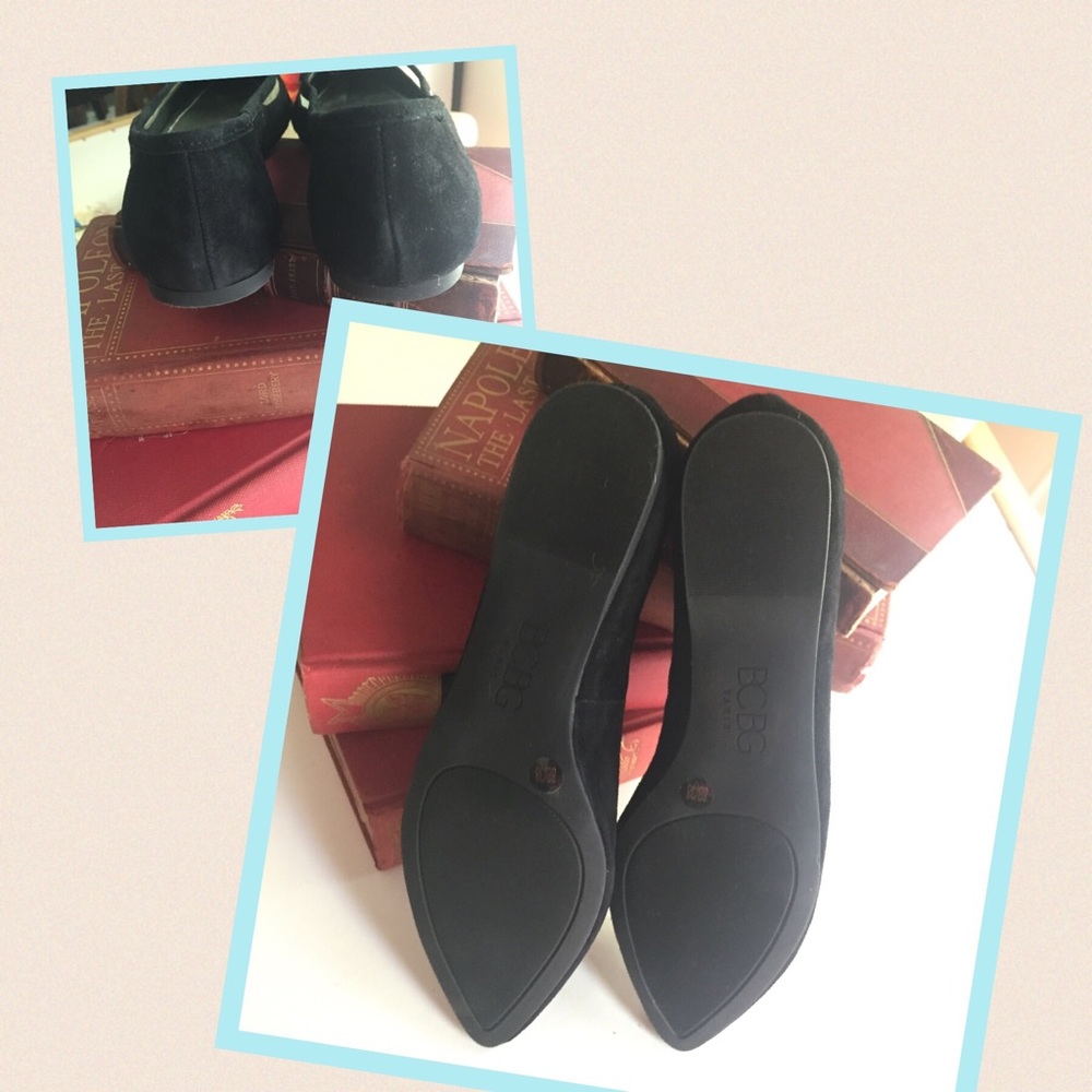 French Black Suede Pointed Flats sz8 - Picture 3 of 3